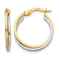 10k Two-tone Polished Hollow Hoop Earrings