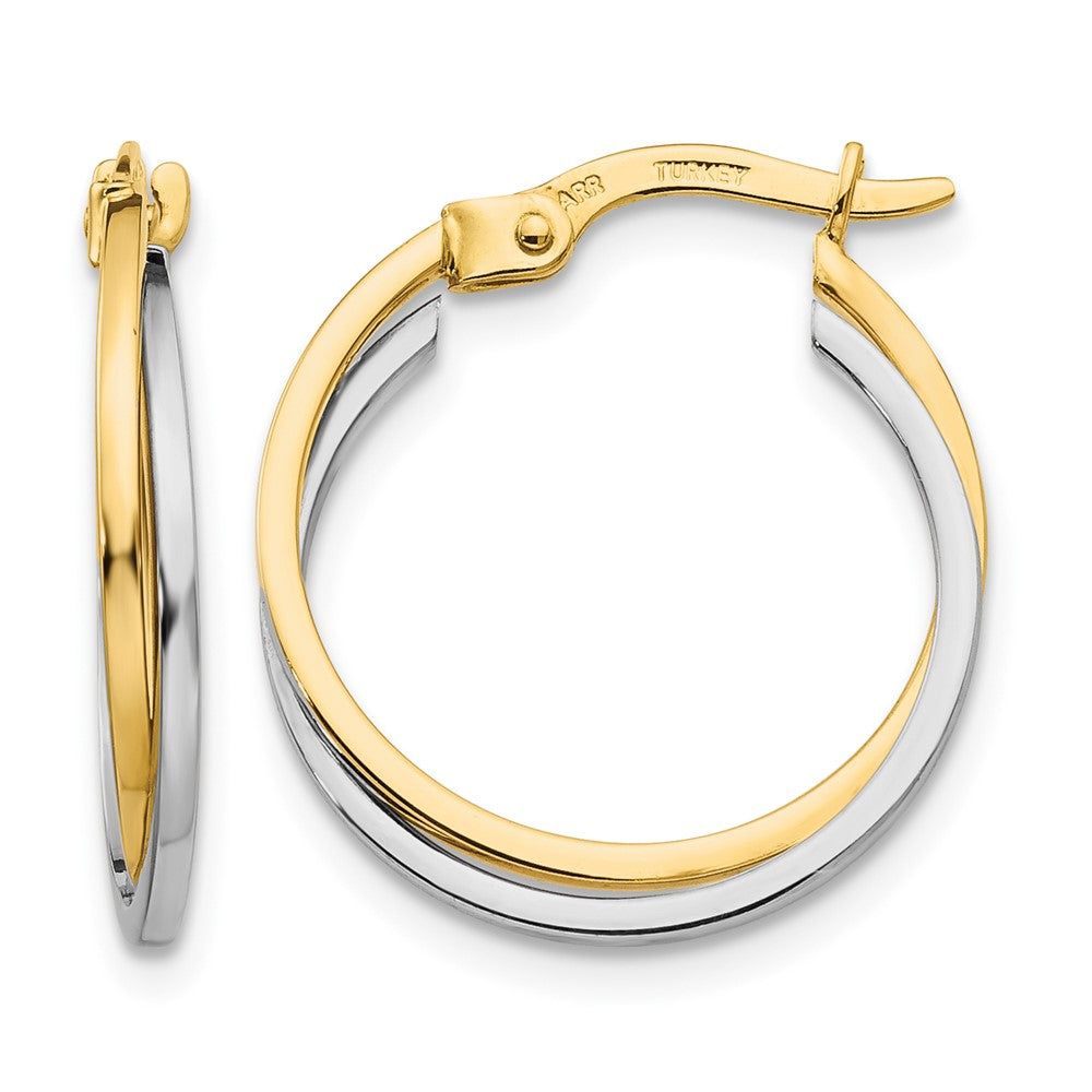 10k Two-tone Polished Hollow Hoop Earrings