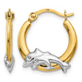 10K & Rhodium Dolphin Hoop Earrings