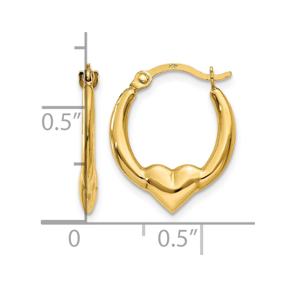 10K Heart Hoop Earrings