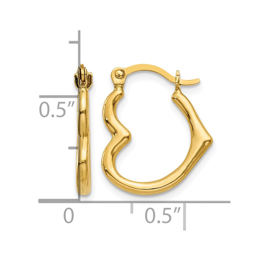 10K Heart Shaped Hollow Hoop Earrings