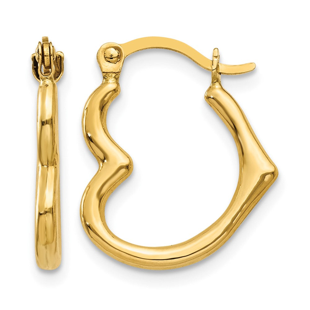 10K Heart Shaped Hollow Hoop Earrings