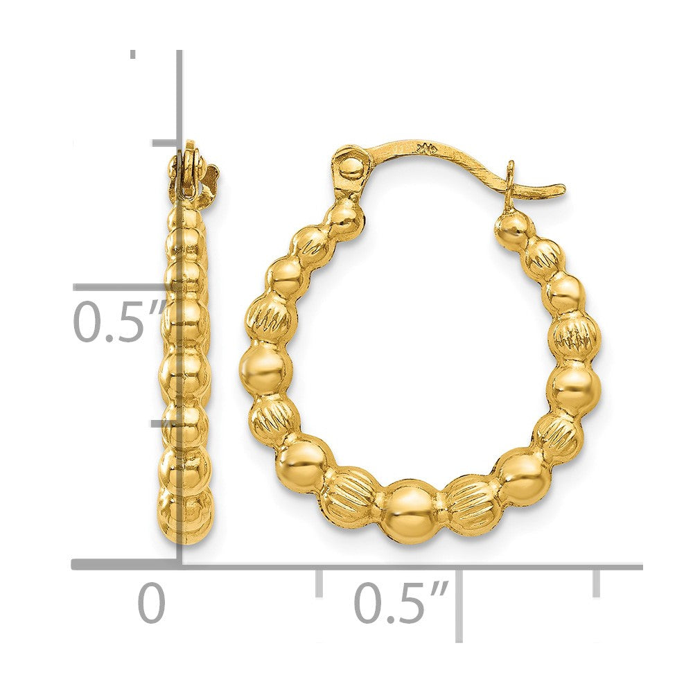 10K Beaded Hoop Earrings