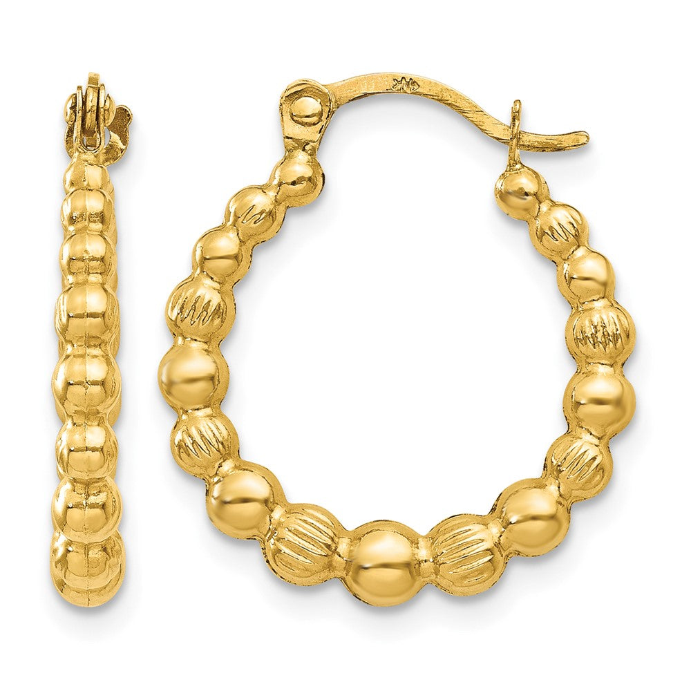 10K Beaded Hoop Earrings