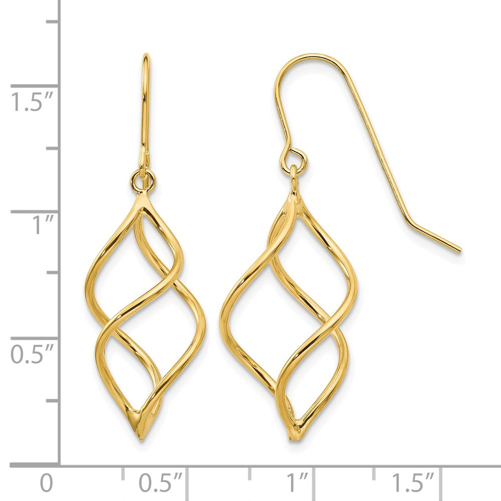 10k Polished Short Twisted Dangle Earrings