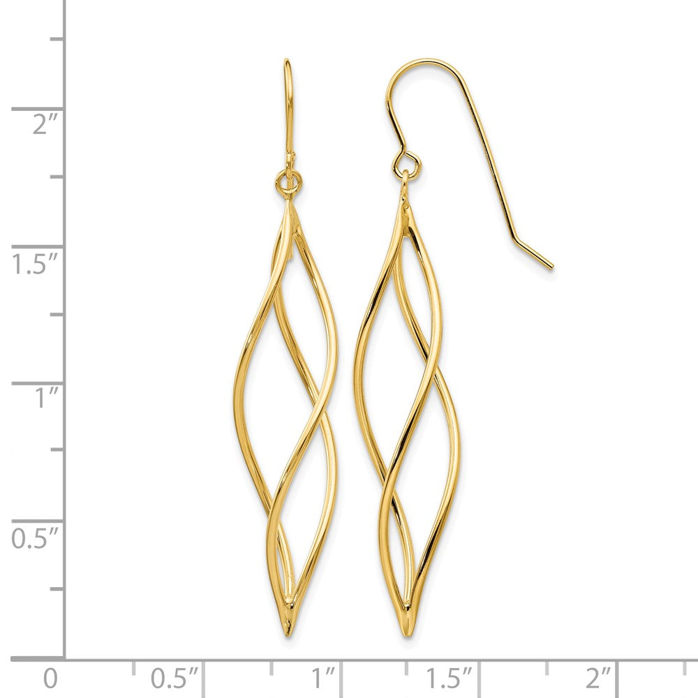 10k Polished Long Twisted Dangle Earrings