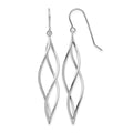 10k White Gold Polished Long Twisted Dangle Earrings