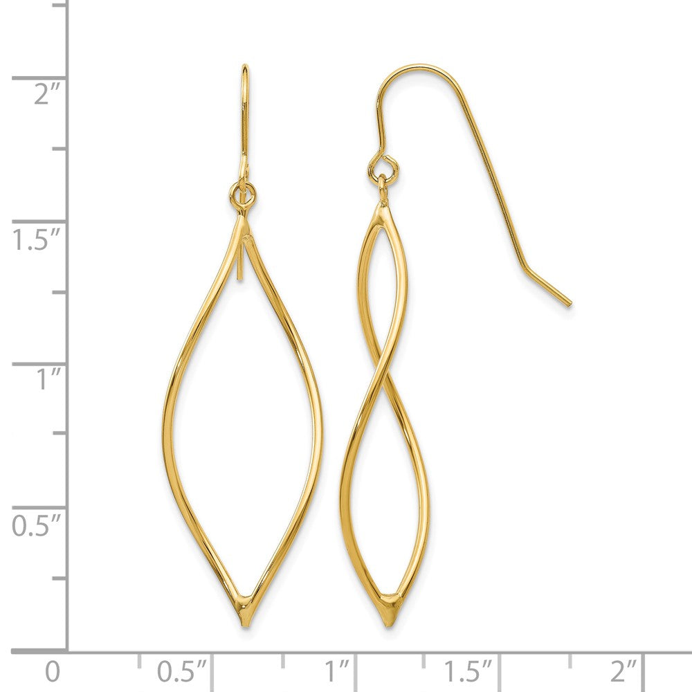 10k Polished Twisted Oblong Dangle Earrings