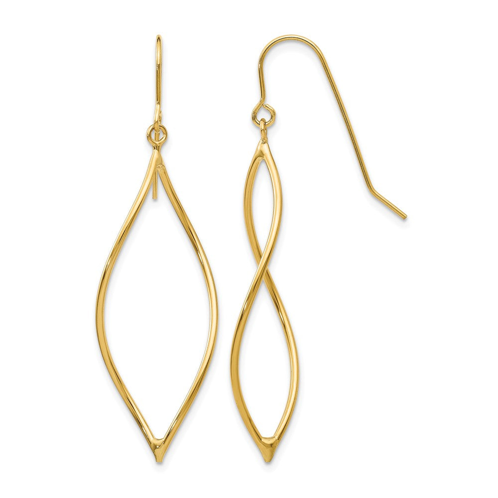 10k Polished Twisted Oblong Dangle Earrings