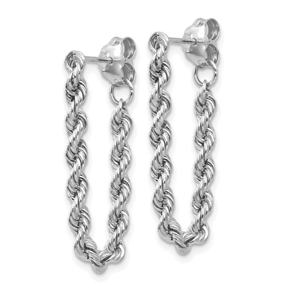 10k White Gold Rope Chain Dangle Post Earring