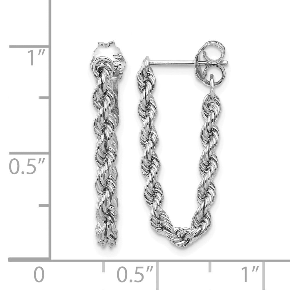 10k White Gold Rope Chain Dangle Post Earring