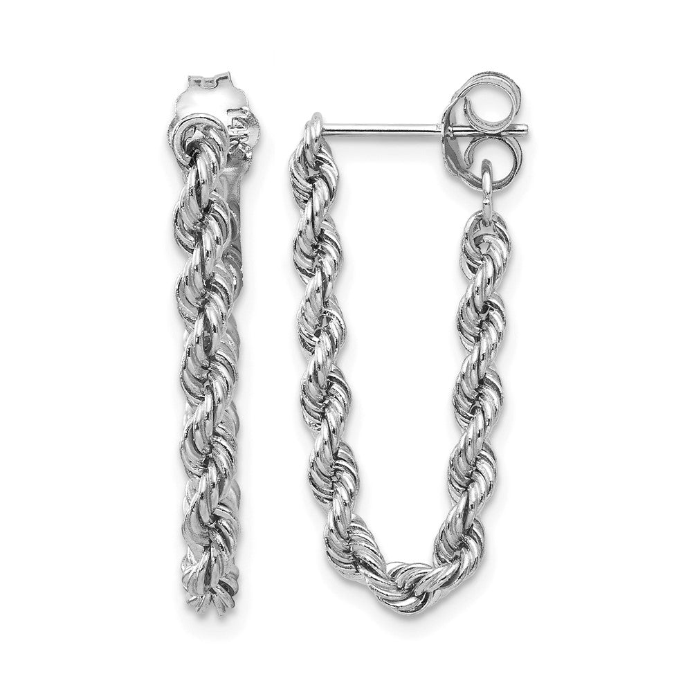 10k White Gold Rope Chain Dangle Post Earring