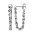 10k White Gold Rope Chain Dangle Post Earring