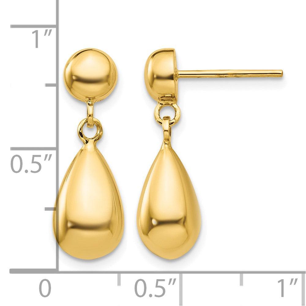 10k Teardrop Hollow Post Dangle Earrings