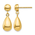 10k Teardrop Hollow Post Dangle Earrings