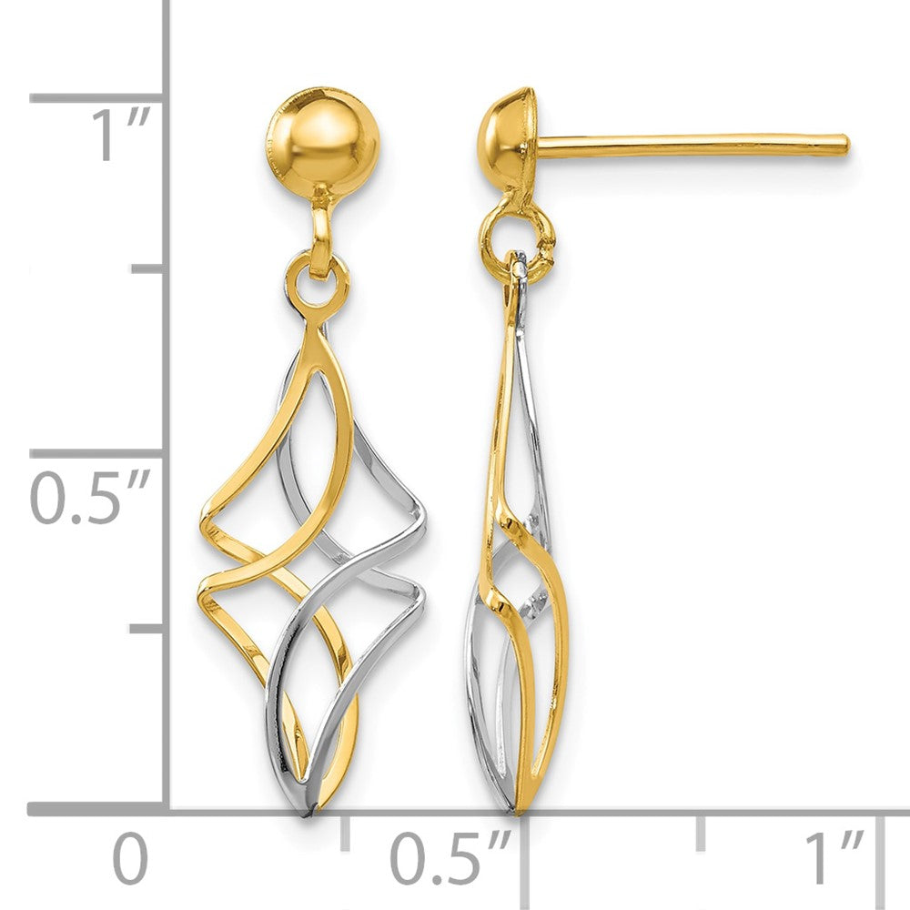 10k Two-tone Post Dangle Earrings