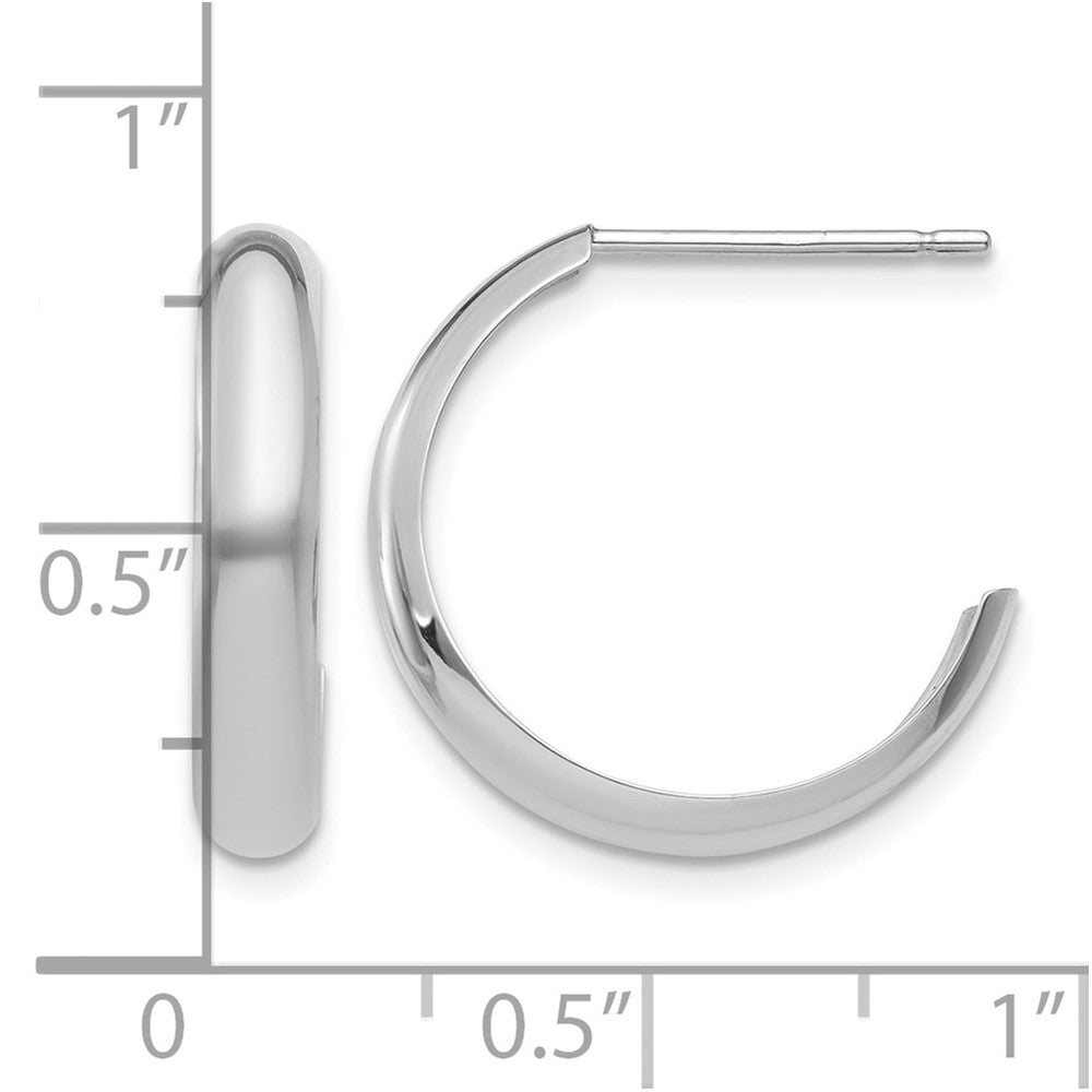 10k White Gold Polished 3.5mm J-Hoop Earrings