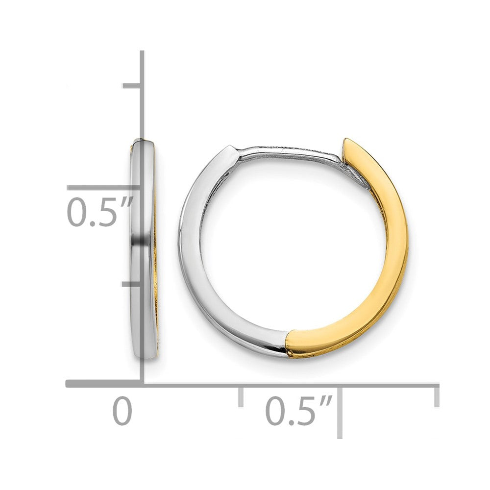 10k Two-tone Round Hinged Hoop Earrings