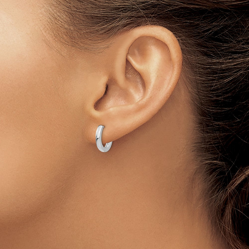 10k White Gold Round Hinged Hoop Earrings