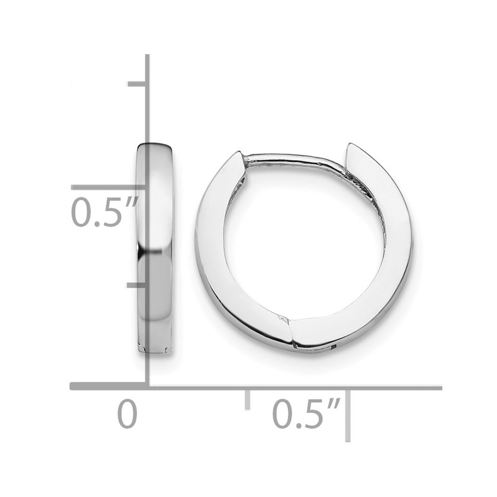 10k White Gold Round Hinged Hoop Earrings