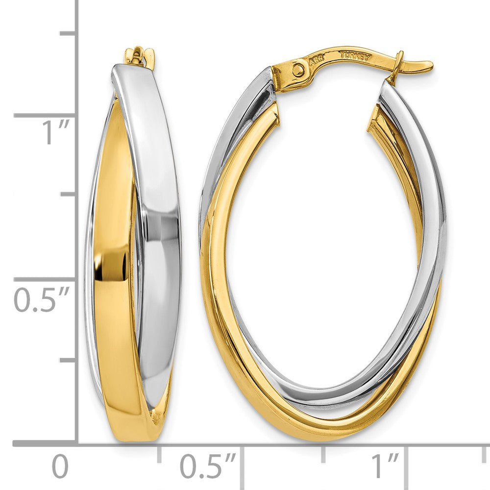 10k Two-tone Oval Hoop Earrings