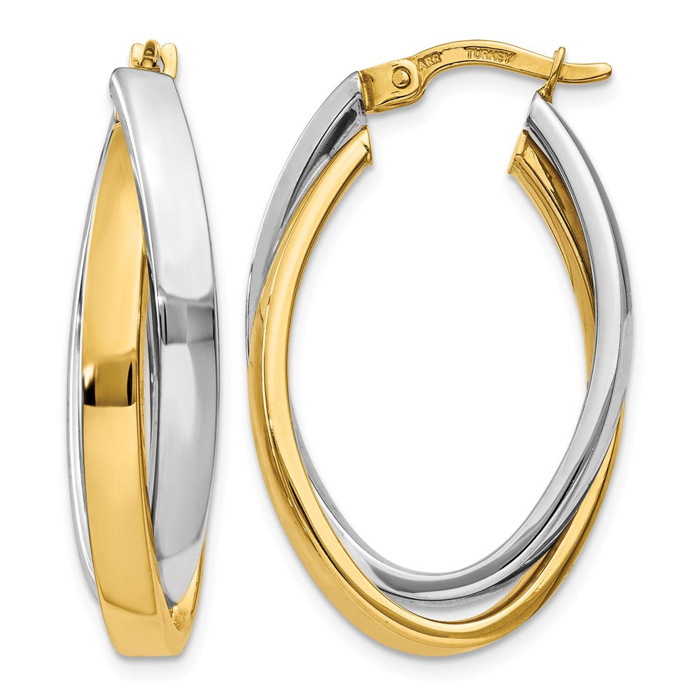 10k Two-tone Oval Hoop Earrings