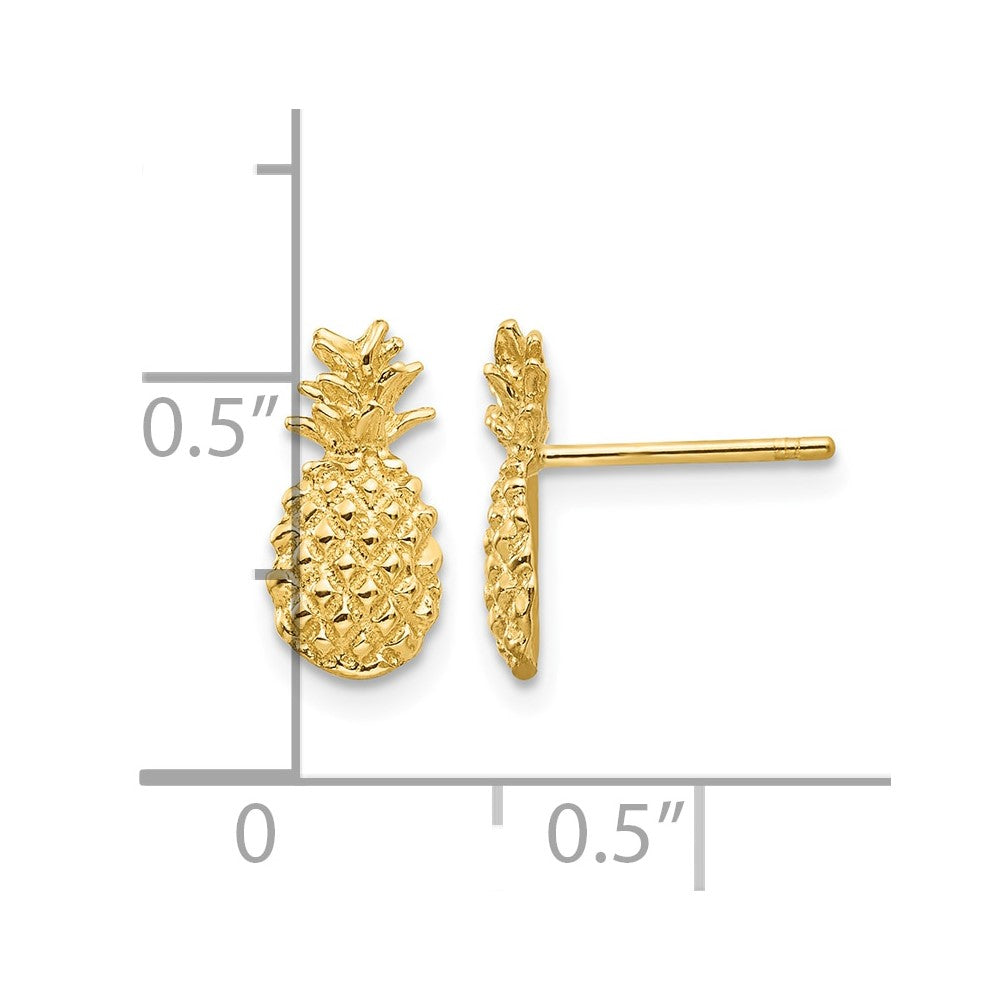 10K Polished Textured Pineapple Post Earrings