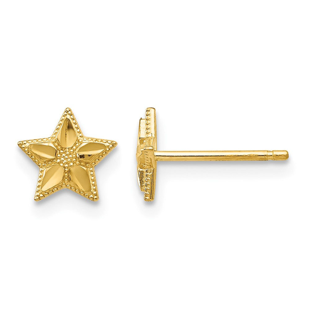 10k Polished & D/C Star Post Earrings