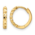 10k Diamond-cut 2x12mm Hinged Hoop Earrings