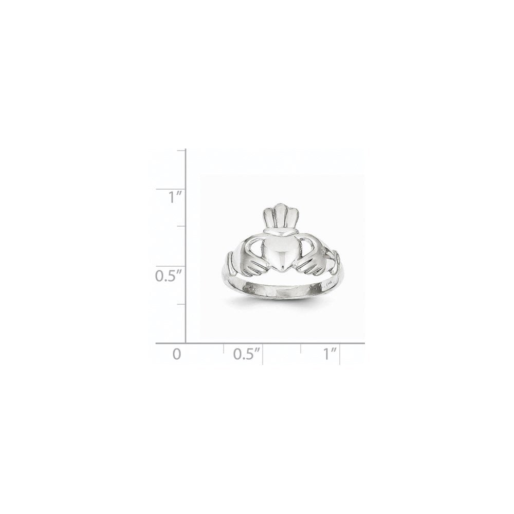 10k White Gold Polished Claddagh Ring