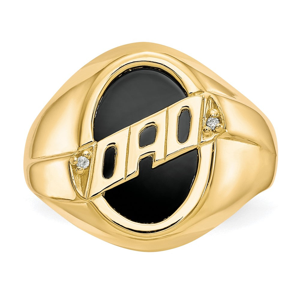 14k Men's Diamond and Black Onyx DAD Ring