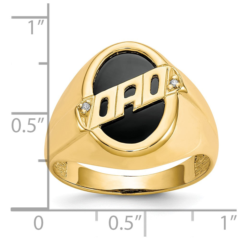 14k Men's Diamond and Black Onyx DAD Ring