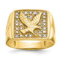 10k & Rhodium .10ct Diamond Mens Eagle Ring
