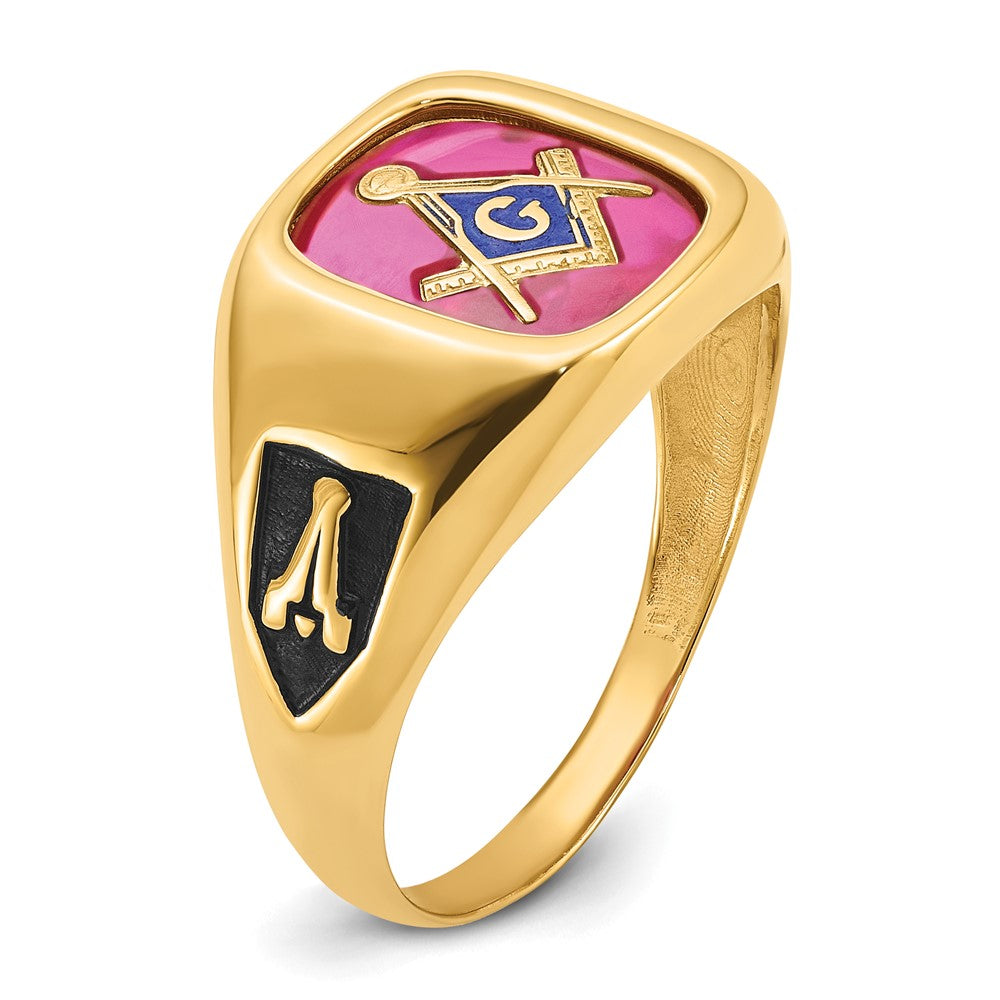 14k Men's Polished and Textured Masonic Ring Mounting