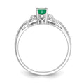 10k White Gold Emerald and Diamond Ring