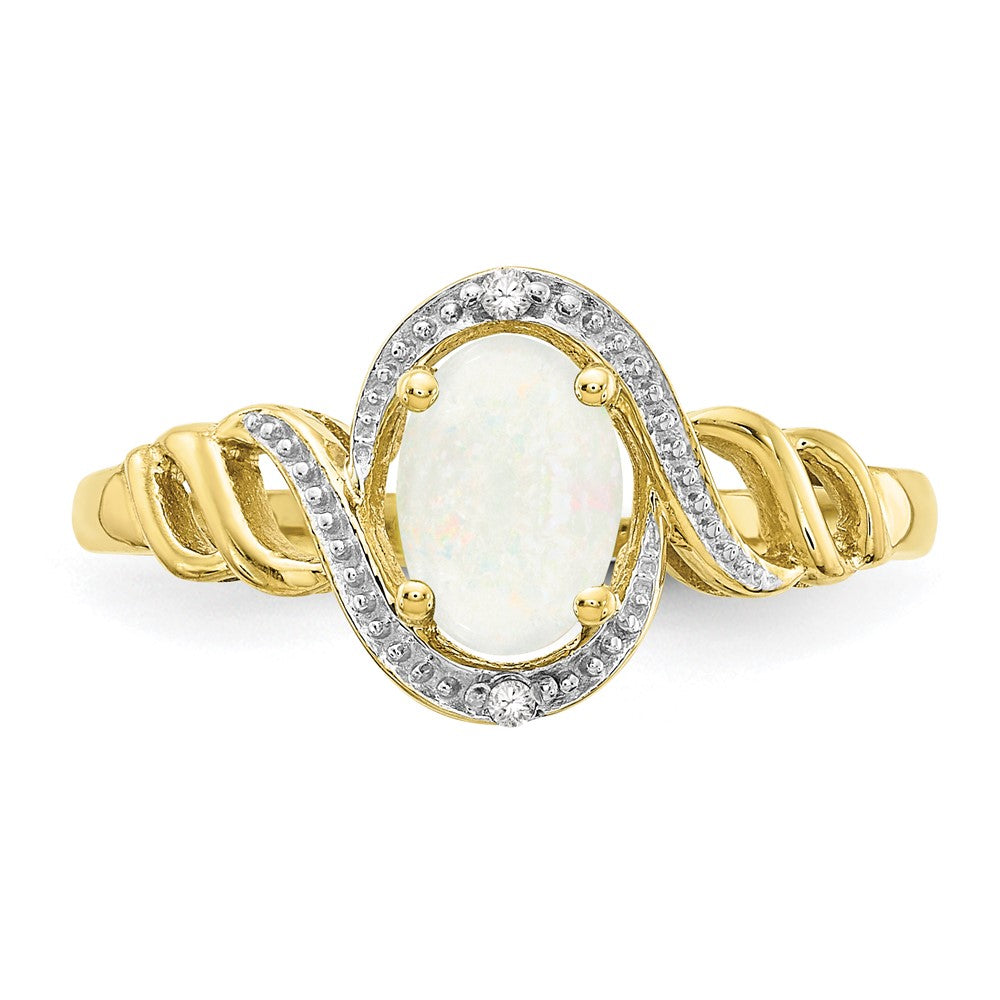 10K Opal and Diamond Ring