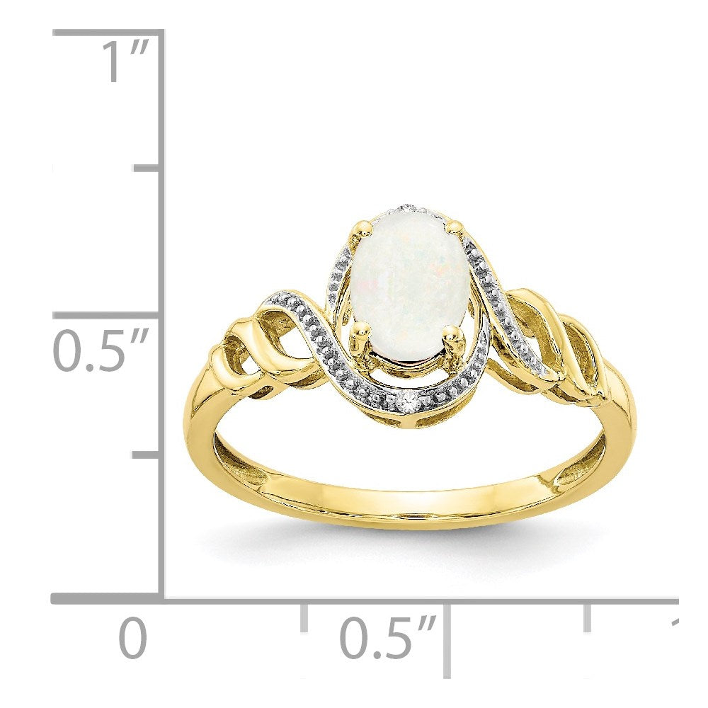 10K Opal and Diamond Ring