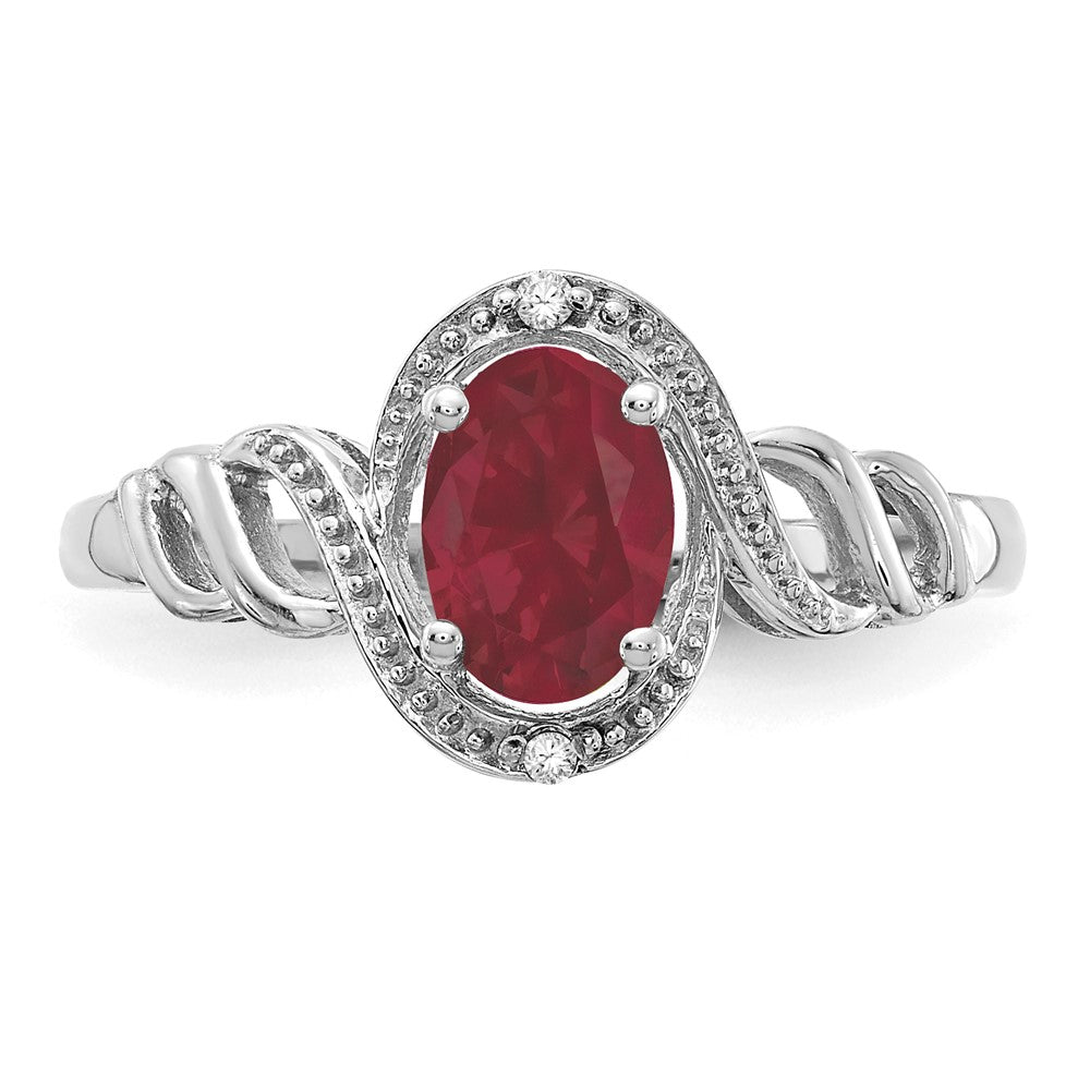 10k White Gold Ruby and Diamond Ring