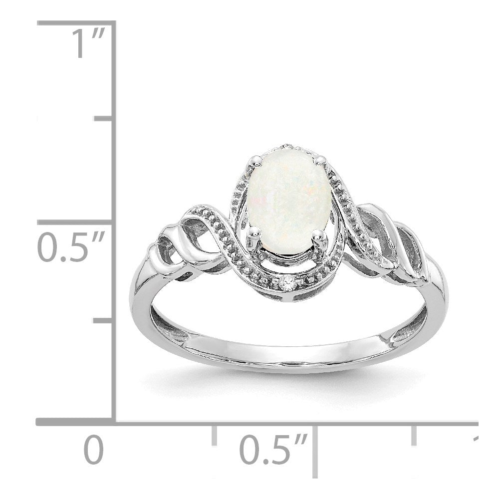 10k White Gold Opal and Diamond Ring