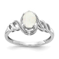 10k White Gold Opal and Diamond Ring