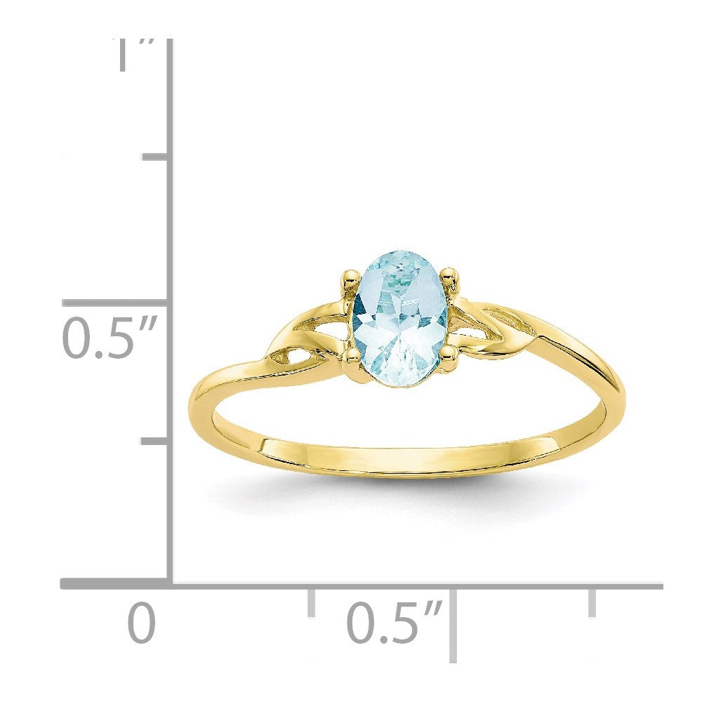10k Polished Genuine Aquamarine Birthstone Ring