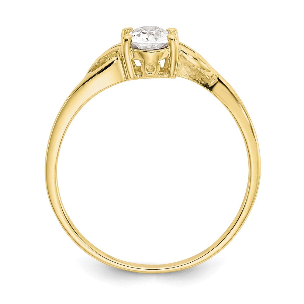 10k Polished Genuine White Topaz Birthstone Ring