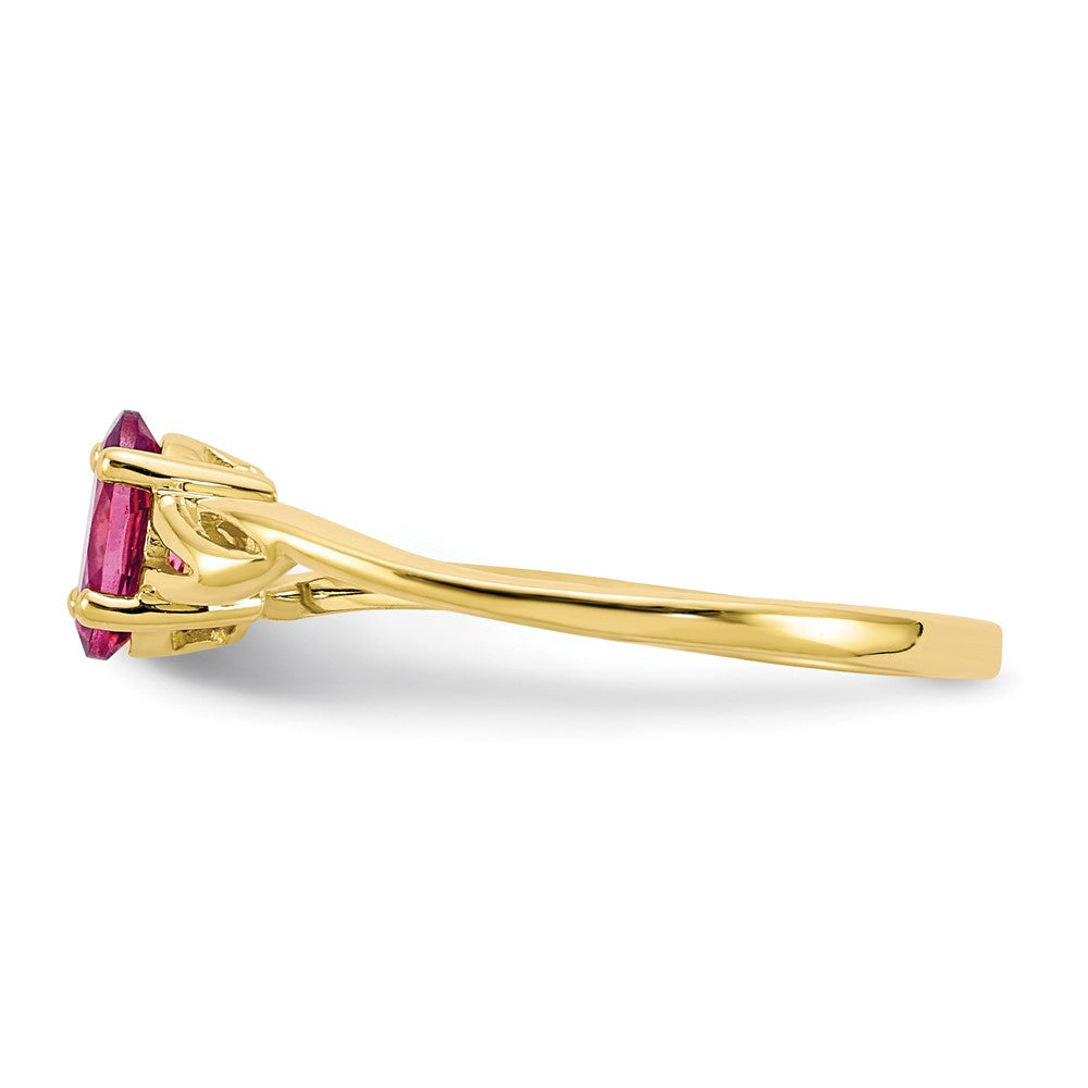 10k Polished Genuine Pink Tourmaline Birthstone Ring