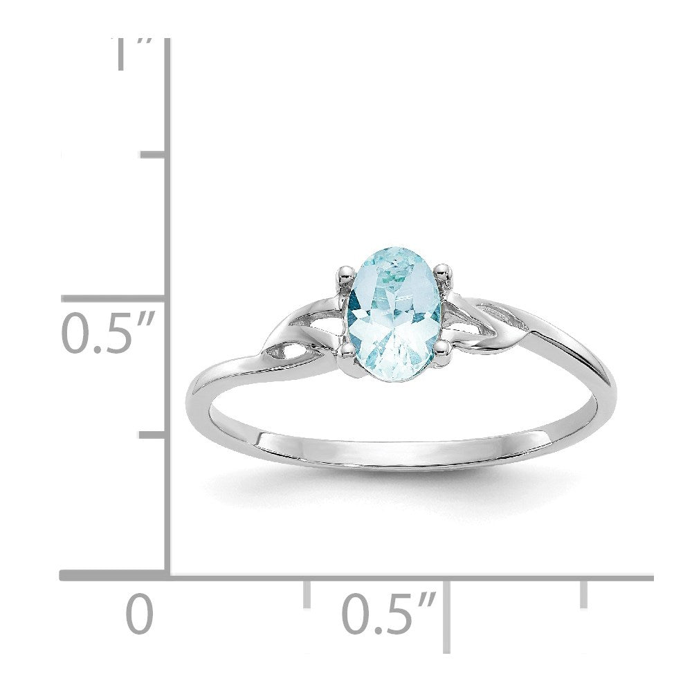 10k White Gold Polished Genuine Aquamarine Birthstone Ring