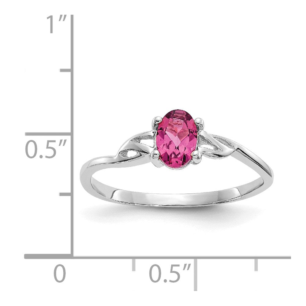 10k White Gold Polished Genuine Pink Tourmaline Birthstone Ring