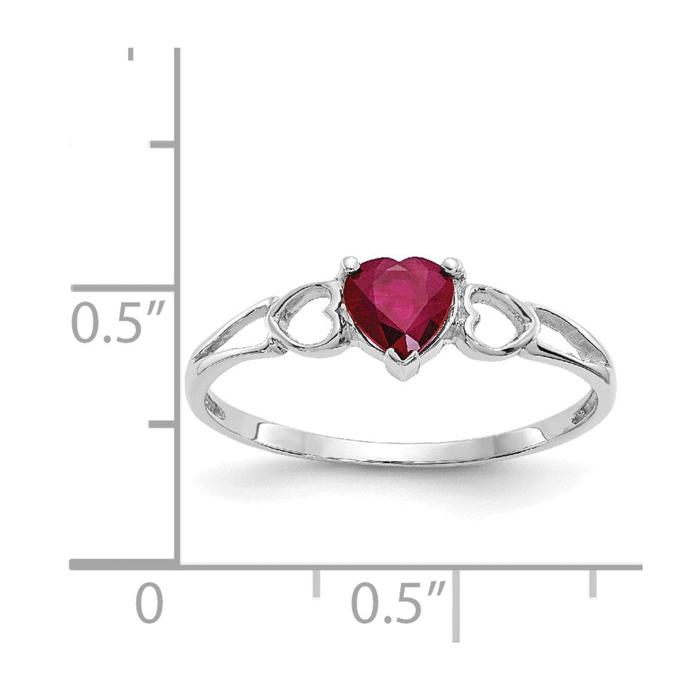 10k White Gold Polished Genuine Ruby Birthstone Ring