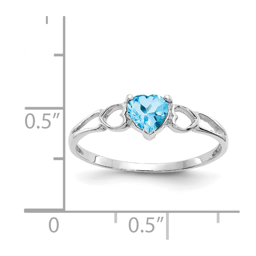 10k White Gold Polished Genuine Blue Topaz Birthstone Ring