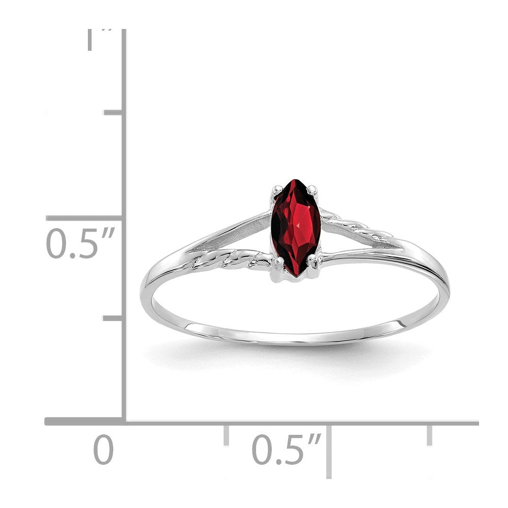 10k White Gold Polished Genuine Garnet Birthstone Ring