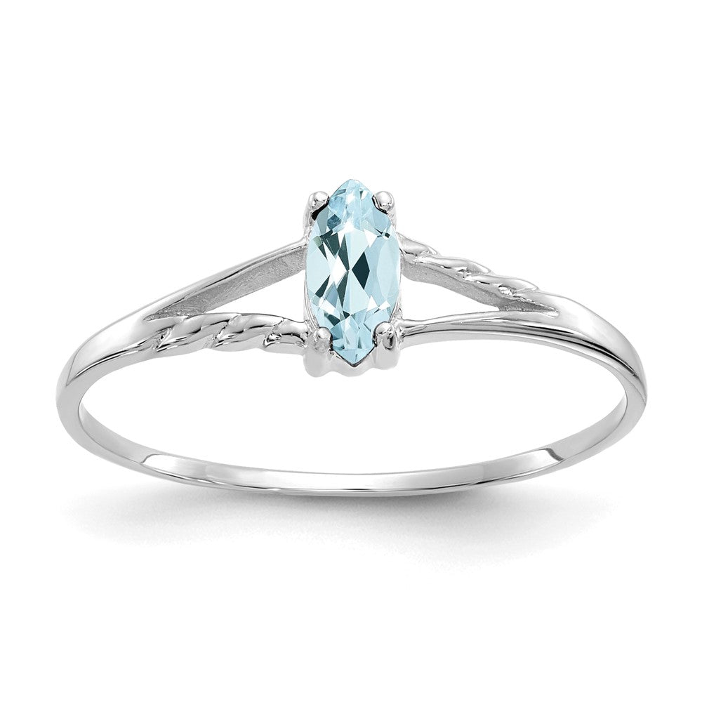 10k White Gold Polished Genuine Aquamarine Birthstone Ring