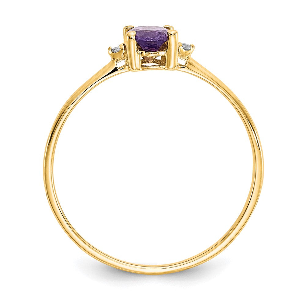 10k Polished Genuine Diamond & Amethyst Birthstone Ring